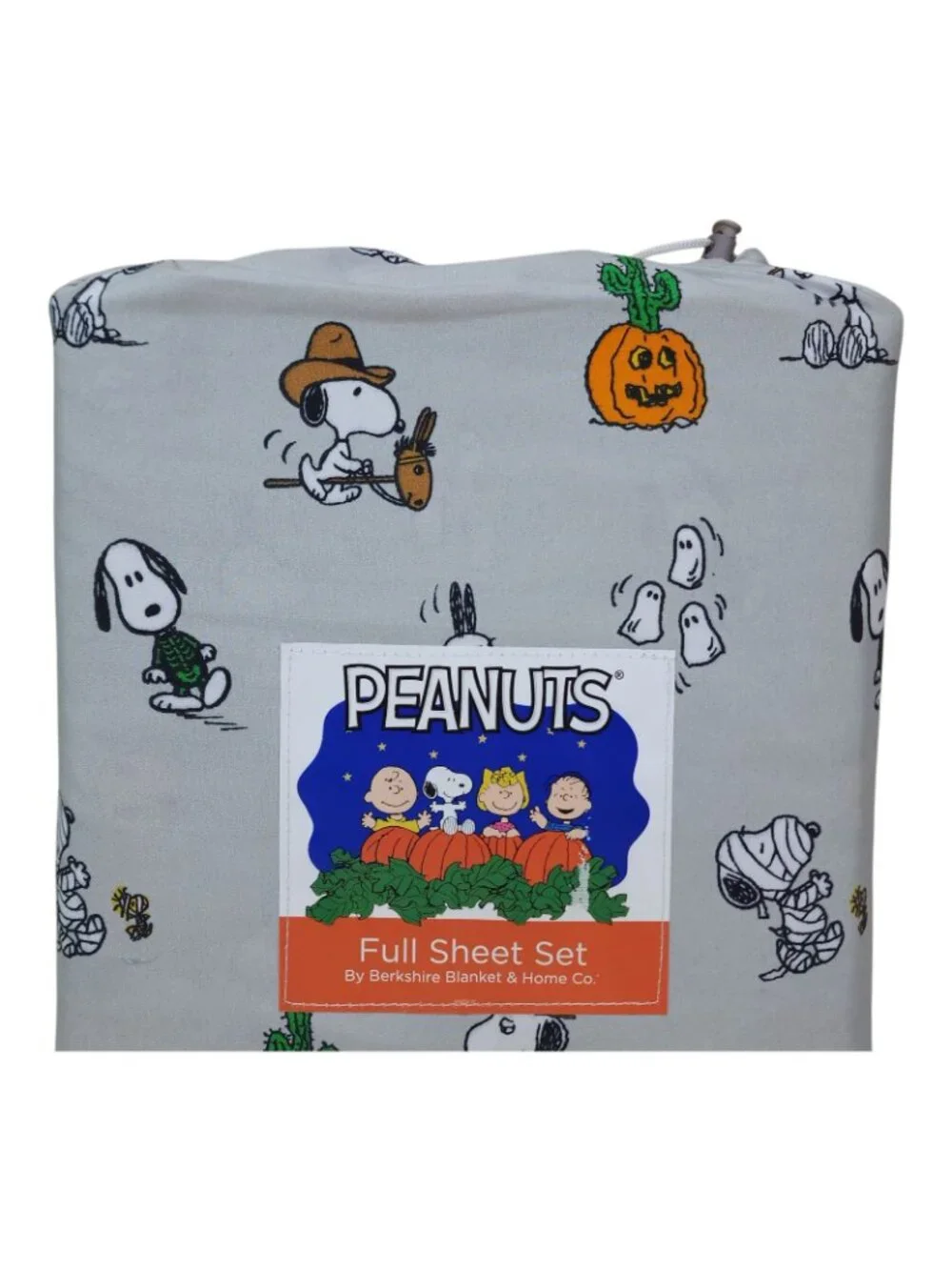 Peanuts Snoopy Cowboy Halloween Full Double Sheet Set By Berkshire Light Gray